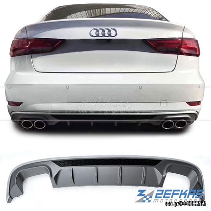 Διαχύτης (Diffuser) Σπόϊλερ Πίσω Προφυλακτήρα AUDI A3 8V Facelift (2016-2020) Sedan look S3