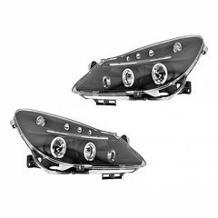 Μπροστινά Φανάρια Set Για Opel Corsa D 06-10 Angel Eyes & Led Μαύρα H1/H1/JunYan