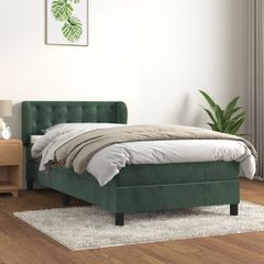 Κρεβάτι Boxspring με Στρώμα Σκούρο Πράσινο 80x200 εκ. Βελούδινο 3127700