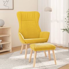 Πολυθρόνα Relax Κίτρινη Μουσταρδί Υφασμάτινη με Υποπόδιο 3097889