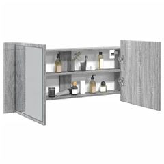 Ντουλάπι Μπάνιου με Καθρέφτη / LED Γκρι Sonoma 100x12x45 εκ. 834960