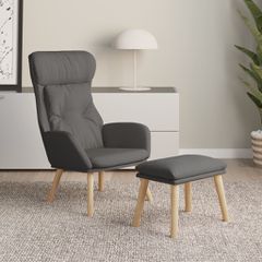 Πολυθρόνα Relax Σκούρο Γκρι Υφασμάτινη με Υποπόδιο 3097751