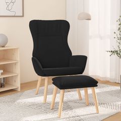 Πολυθρόνα Relax Μαύρο Υφασμάτινη με Υποπόδιο 3097888
