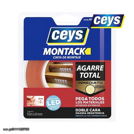 Ταινία Διπλής Όψεως Ceys Montack Total Grip 8mm x 10m 1 Τεμάχιο