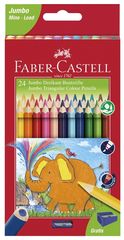 Faber-Castell - Jumbo Triangular colour pencils, wallet of 24 (116524) / Toys