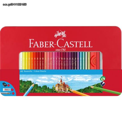 Faber-Castell - Hexagonal Colour pencils tin of 60 (115894) / Toys