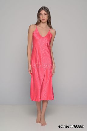 Midi Σατέν Slip Dress ΔΩΡΟ το String - Καρπουζί