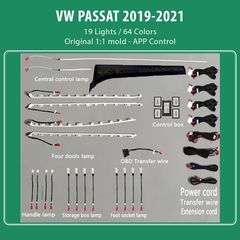 MEGASOUND - DIQ AMBIENT VW PASSAT III FULL KIT (Digital iQ Ambient Light VW Passat mod.2019-2021, 19 Lights)