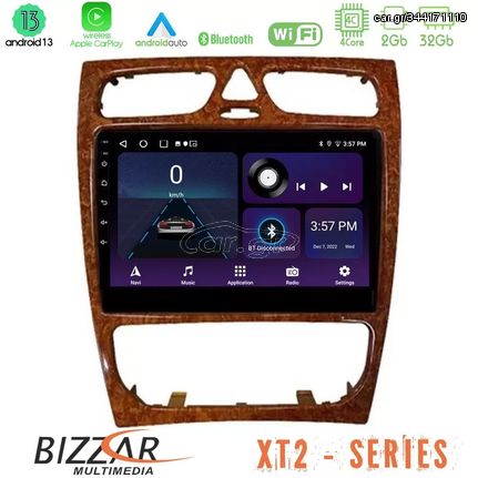 Bizzar XT2 Series 4Core Android13 2+32GB Mercedes C Class (W203) Navigation Multimedia Tablet 9" (Wooden Style)