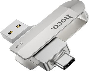 Hoco UD10 32GB USB 3.0 Stick με σύνδεση USB-A & USB-C Ασημί