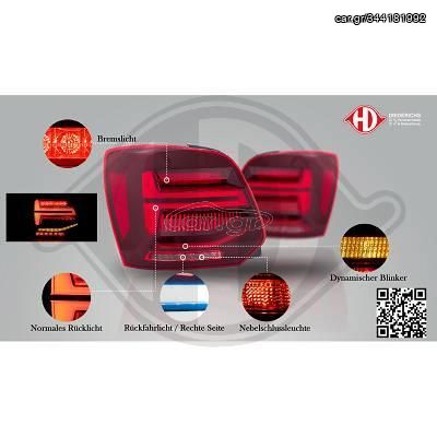 VW POLO 6R/6C TAILLIGHTS RED-BLACK LED / ΟΠΙΣΘΙΑ ΦΑΝΑΡΙΑ ΚΟΚΚΙΝΑ-ΜΑΥΡΑ
