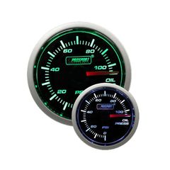 52mm Oil Pressure Gauge Green / White Prosport - 216BFWGOPSM