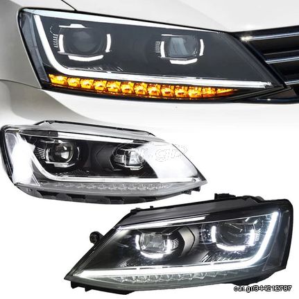 ΦΑΝΑΡΙΑ ΕΜΠΡΟΣ Headlights LED DRL VW Jetta Mk6 VI (2011-2017) Dynamic Turn Light Xenon Matrix Design