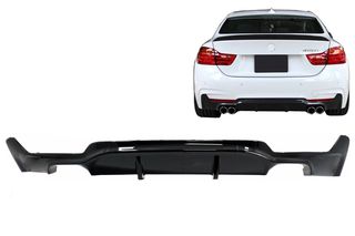 ΠΙΣΩ ΣΠΟΙΛΕΡ Rear Bumper Diffuser BMW F32 F33 F36 (2013-) Coupe Cabrio 4 Series M Performance Design Twin Double Outlet Piano Black