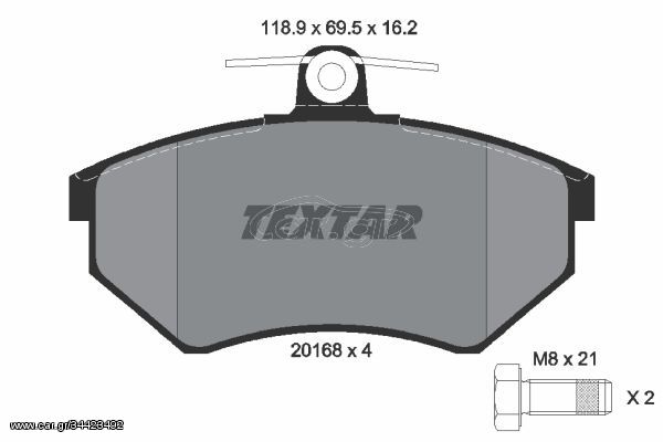 Σετ τακάκια, δισκόφρενα TEXTAR 2016801 Seat Toledo 1900cc TDI 110ps 1996-1999 (357698151A,357698151D,357698151H,4106085V00,41060V4810)