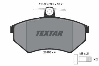 Σετ τακάκια, δισκόφρενα TEXTAR 2016801 Volkswagen Golf II 1800cc GTI 16Valves 139ps 1986-1990 (357698151A,357698151D,357698151H,4106085V00,41060V4810)