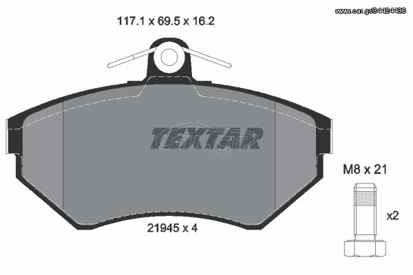 Σετ τακάκια, δισκόφρενα TEXTAR 2194502 Seat Arosa 1400cc 16Valves 100ps 2000-2004 (1HM698151,1HM698151A,357698151E,6N0698151A,6N0698151B)