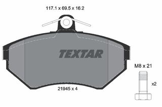 Σετ τακάκια, δισκόφρενα TEXTAR 2194502 Seat Cordoba Vario 1900cc SDI 68ps 1999-2002 (1HM698151,1HM698151A,357698151E,6N0698151A,6N0698151B)