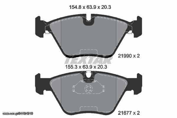 Σετ τακάκια, δισκόφρενα TEXTAR 2199003 BMW 5 E39 2500cc 525 d 163ps 2000-2003 (34111164629,34112157586,34112157590,34116761278,34116761280)