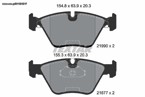 Σετ τακάκια, δισκόφρενα TEXTAR 2199003 BMW 5 E39 2500cc 525 186ps 2000-2002 (34111164629,34112157586,34112157590,34116761278,34116761280)