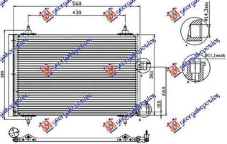 Ψυγείο A/C Βενζίνη/1.9-2.0 Diesel (52x36x1.6) Citroen Xsara 2000-2004