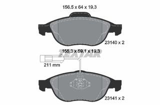 Σετ τακάκια, δισκόφρενα TEXTAR 2314002 Alfa Romeo 156 1600cc 16Valves Twin Spark 112ps 1997-2005 (6001073151,71713144,71748390,71770957,71772531)