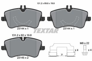 Σετ τακάκια, δισκόφρενα TEXTAR 2314401 Mercedes-Benz C-Class Coupe CL203 1800cc C200 CGI Kompressor 170ps 2003-2008 (0034202520,0034204520,0034205920,0034209520,0054206220)