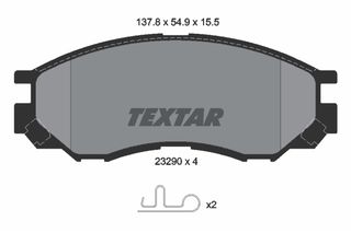 Σετ τακάκια, δισκόφρενα TEXTAR 2329002 Mitsubishi L200 3000cc 147ps 2001-2005 (AY040MT008,DBP511119,MN102609,MR205256,MR205257)