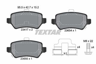 Σετ τακάκια, δισκόφρενα TEXTAR 2341703 Opel Astra G 2200cc DTI 125ps 2002-2005 (1605086,1605122,1605625,1605967,583021PA30)