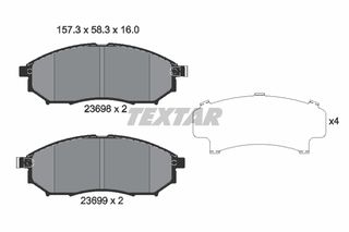 Σετ τακάκια, δισκόφρενα TEXTAR 2369801 Infiniti Ex 3700cc 320ps 2010- (410600023R,410600V790,410603072R,41060AR090,41060CC090)