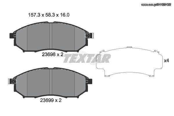 Σετ τακάκια, δισκόφρενα TEXTAR 2369801 Infiniti Ex 3500cc 301ps 2008- (410600023R,410600V790,410603072R,41060AR090,41060CC090)