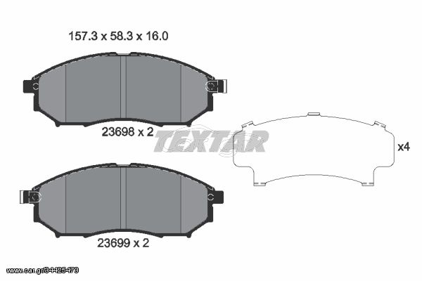 Σετ τακάκια, δισκόφρενα TEXTAR 2369801 Infiniti M 3500cc Hybrid 306ps 2011- (410600023R,410600V790,410603072R,41060AR090,41060CC090)