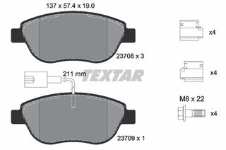 Σετ τακάκια, δισκόφρενα TEXTAR 2370802 Fiat 500 Cabrio Abarth 1400cc Abarth 140ps 2009- (1605157,1605181,425408,51928528,6001073136)