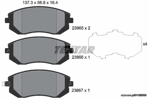 Σετ τακάκια, δισκόφρενα TEXTAR 2386501 Subaru Impreza HatchBack 2000cc D 4x4 150ps 2009-2012 (26296AE160,26296AG020,26296AG040,26296AG060,26296AG070)