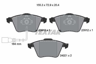 Σετ τακάκια, δισκόφρενα TEXTAR 2391301 Audi A3 2000cc S3 Quattro 256ps 2007-2012 (8J0698151A,8J0698151F,8P0698151,8P0698151A)