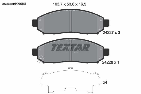 Σετ τακάκια, δισκόφρενα TEXTAR 2422701 Nissan Navara D40 2500cc dCi 4x4 174ps 2005- (41060EA025,41060EB326,41060ZP025,5521050Z00,5521050Z10)