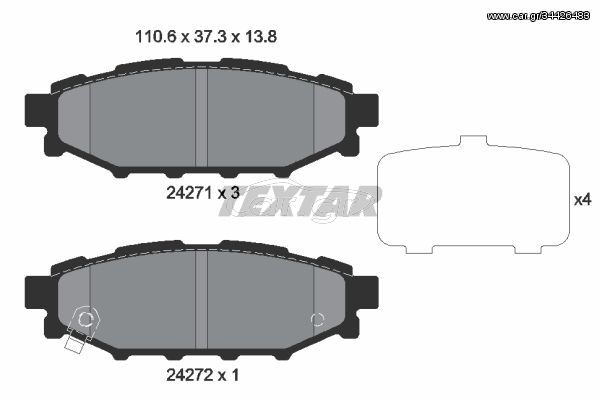 Σετ τακάκια, δισκόφρενα TEXTAR 2427101 Subaru Legacy 2000cc D 150ps 2008-2009 (26696AG010,26696AG030,26696AG031,26696AG050,26696AG051)