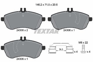 Σετ τακάκια, δισκόφρενα TEXTAR 2430601 Mercedes-Benz C-Class Coupe C204 1800cc C200 CGI 184ps 2011- (0054200820,0054201220,0054201520,0064207120,0074201620)