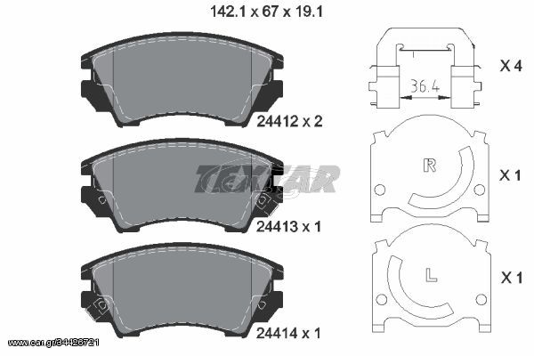 Σετ τακάκια, δισκόφρενα TEXTAR 2441201 Opel Astra J 1400cc 100ps 2009-2015 (13237751,1605186,1605232,1605434,22959104)