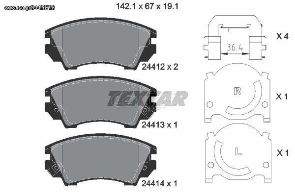 Σετ τακάκια, δισκόφρενα TEXTAR 2441201 Opel Astra J 1600cc CDTi 110ps 2014-2015 (13237751,1605186,1605232,1605434,22959104)