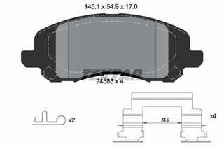 Σετ τακάκια, δισκόφρενα TEXTAR 2458301 Jeep Compass 2200cc CRD 4x4 163ps 2010- (05191217AA,05191231AA,068020494AA,068020494AB,4605A684)