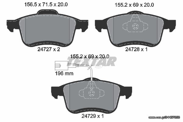 Σετ τακάκια, δισκόφρενα TEXTAR 2472701 Lancia Delta 1800cc 200ps 2009-2014 (1605164,1605182,51928529,77364929,77365311)