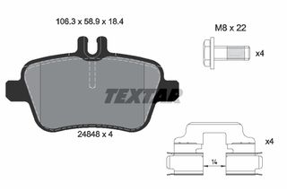 Σετ τακάκια, δισκόφρενα TEXTAR 2484801 Mercedes-Benz CLA-Class Coupe C117 1600cc 180 122ps 2013- (0064202320,0064207920,0074209420,A0064202320,A0064207920)