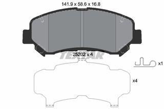 Σετ τακάκια, δισκόφρενα TEXTAR 2520201 Nissan Qashqai 2000cc 141ps 2007-2013 (5581057L00,5581057L00000,5581057L01,5581057L02,5581057L50)