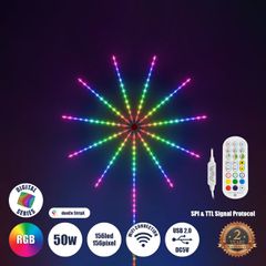 GloboStar® DIGIFRWORKS 90339 Σετ Ψηφιακής LED RGB Ταινίας 5 Μέτρων με Ψηφιακό Controller με WiFi Smart APP & Ασύρματο Χειριστήριο RF 2.4Ghz - LED SMD 5050 50W/Σετ 156LED/Σετ 156PIXEL/Σετ 3000lm/Σετ 12