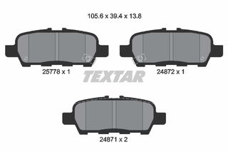 Σετ τακάκια, δισκόφρενα TEXTAR 2577801 Infiniti G Sedan 3700cc 37x 320ps 2008- (040604BA0B,5518050Z10,5580077K02,5580077K03,5580077K04)