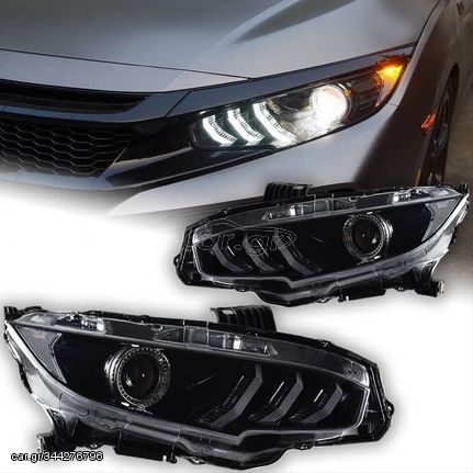 Μπροστινά Φανάρια Set Για Honda Civic FC5 2016-2021 Munstang Look Led Black