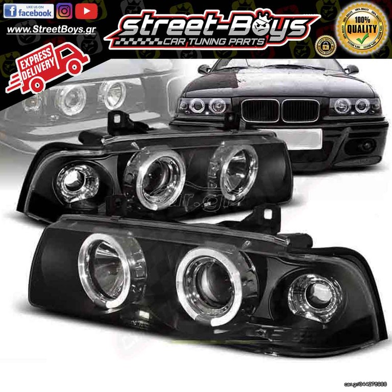ΜΠΡΟΣΤΑ ΦΑΝΑΡΙΑ ΜΑΥΡΑ ANGEL EYES BMW E36 (1990-1999) | Street Boys - Car Tuning Shop |