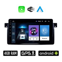 BMW SERIES 3 (E46) 1998-2005 Android οθόνη αυτοκίνητου 4GB με Ελληνικό GPS WI-FI Apple Carplay Android Auto (ηχοσύστημα αφής 9" ιντσών OEM Σειρά 3 Youtube Playstore MP3 USB Radio Bluetooth Ε46 M3 4x60