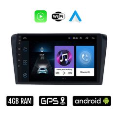 MAZDA 3 (2003 - 2008) Android οθόνη αυτοκίνητου 4GB με Ελληνικό GPS WI-FI Apple Carplay Android Auto (ηχοσύστημα αφής 9" ιντσών OEM Youtube Playstore MP3 USB Radio Bluetooth Mirrorlink 4x60W εργο